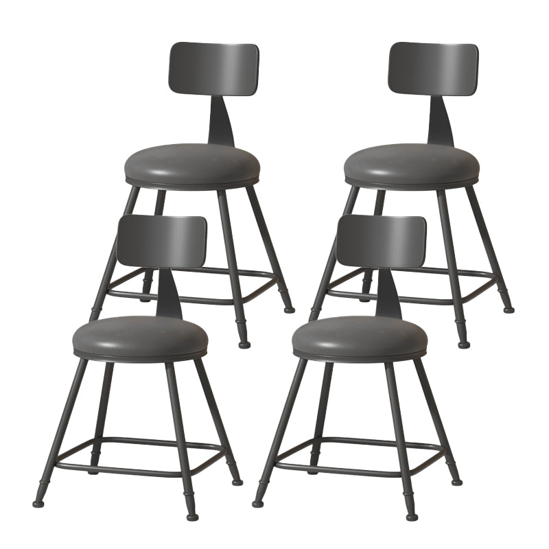 Modern Armless Backrest Counter Stool Iron Cafe Bar Stool with Leather Cushion