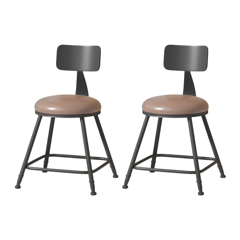 Modern Armless Backrest Counter Stool Iron Cafe Bar Stool with Leather Cushion