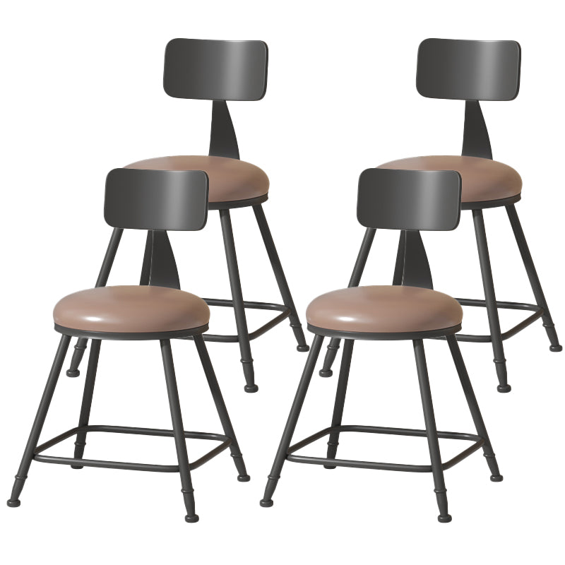 Modern Armless Backrest Counter Stool Iron Cafe Bar Stool with Leather Cushion