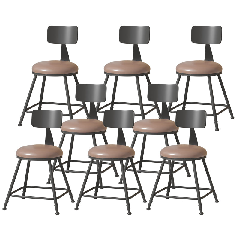 Modern Armless Backrest Counter Stool Iron Cafe Bar Stool with Leather Cushion