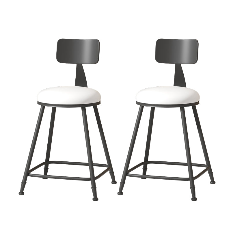 Modern Armless Backrest Counter Stool Iron Cafe Bar Stool with Leather Cushion