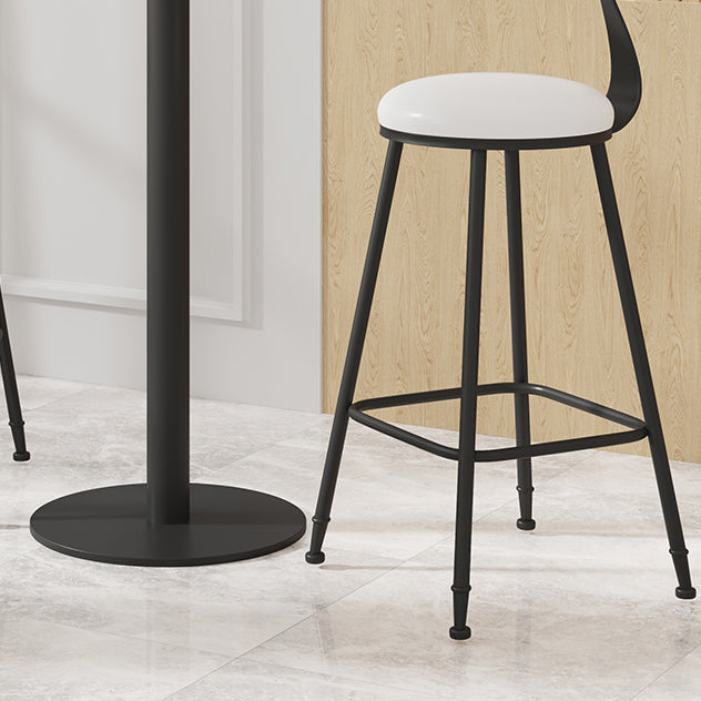 Modern Armless Backrest Counter Stool Iron Cafe Bar Stool with Leather Cushion