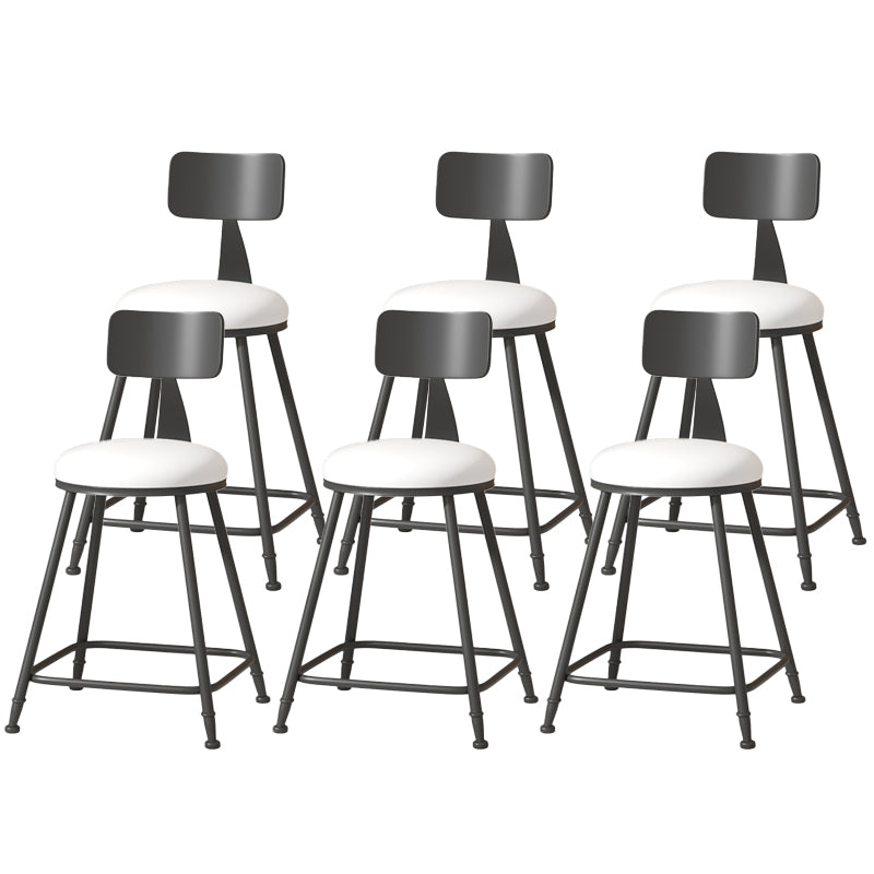 Modern Armless Backrest Counter Stool Iron Cafe Bar Stool with Leather Cushion