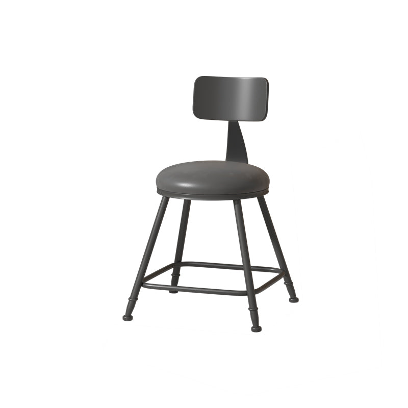 Modern Armless Backrest Counter Stool Iron Cafe Bar Stool with Leather Cushion