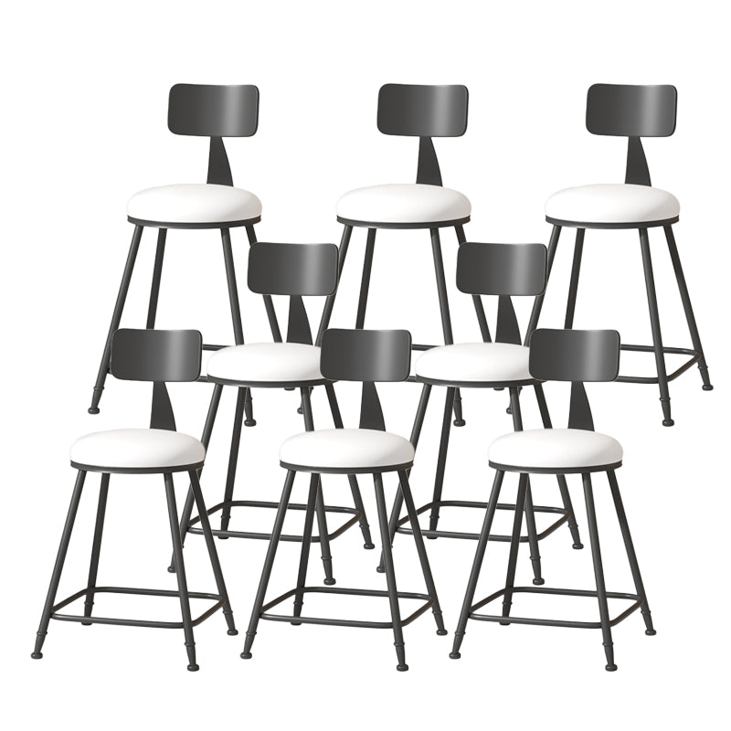 Modern Armless Backrest Counter Stool Iron Cafe Bar Stool with Leather Cushion