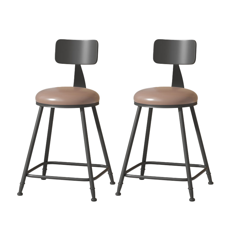 Modern Armless Backrest Counter Stool Iron Cafe Bar Stool with Leather Cushion