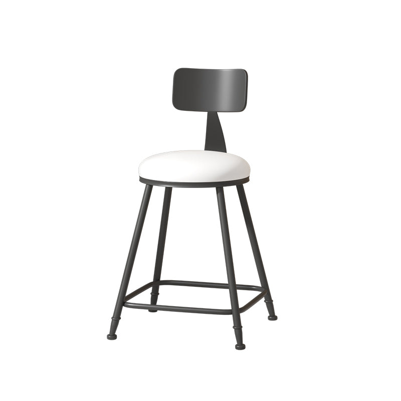 Modern Armless Backrest Counter Stool Iron Cafe Bar Stool with Leather Cushion