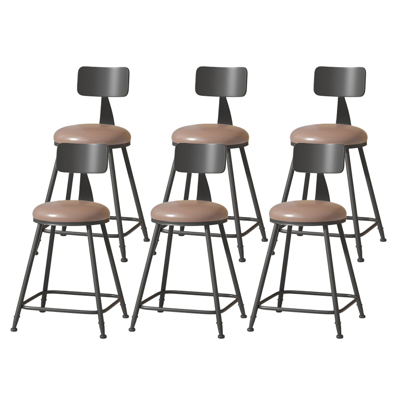 Modern Armless Backrest Counter Stool Iron Cafe Bar Stool with Leather Cushion
