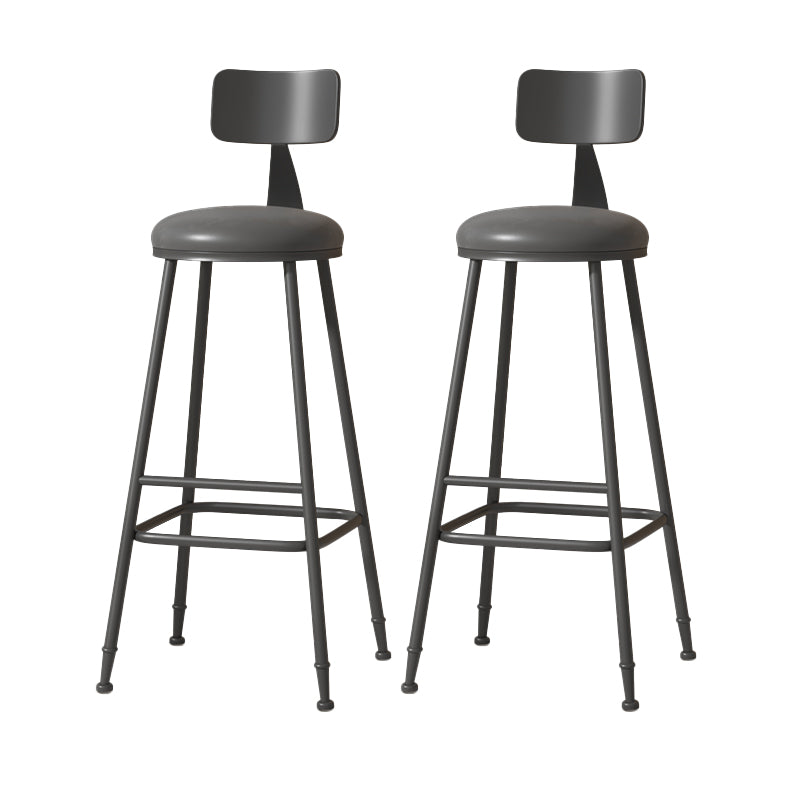 Modern Armless Backrest Counter Stool Iron Cafe Bar Stool with Leather Cushion