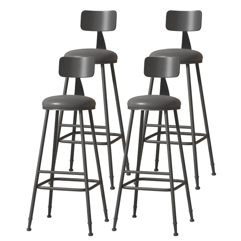 Modern Armless Backrest Counter Stool Iron Cafe Bar Stool with Leather Cushion