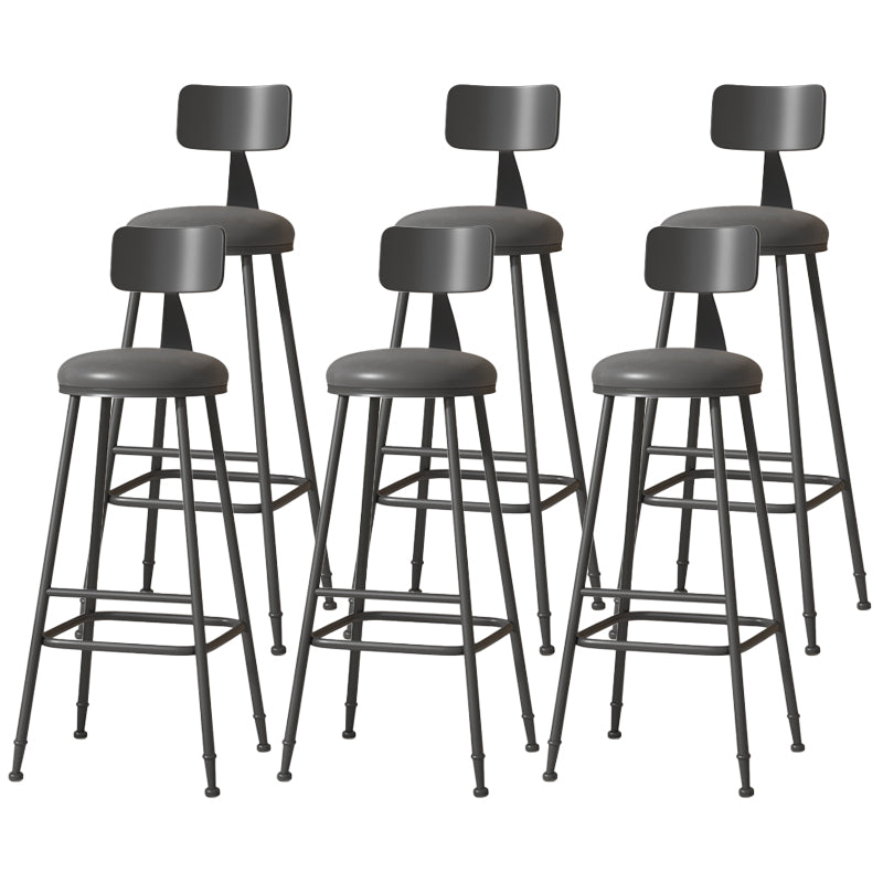 Modern Armless Backrest Counter Stool Iron Cafe Bar Stool with Leather Cushion