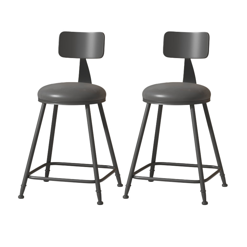 Modern Armless Backrest Counter Stool Iron Cafe Bar Stool with Leather Cushion