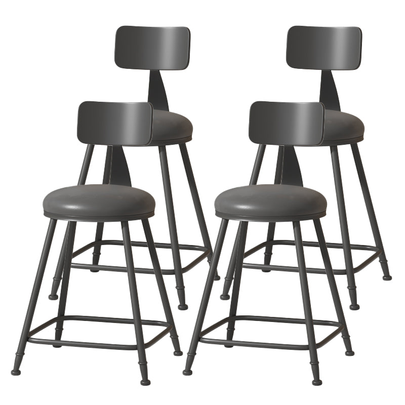 Modern Armless Backrest Counter Stool Iron Cafe Bar Stool with Leather Cushion