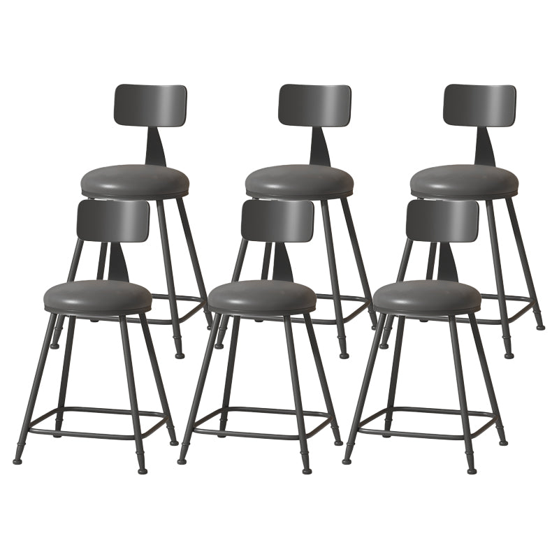 Modern Armless Backrest Counter Stool Iron Cafe Bar Stool with Leather Cushion