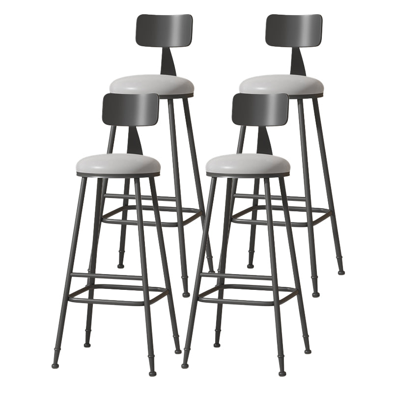 Modern Armless Backrest Counter Stool Iron Cafe Bar Stool with Leather Cushion
