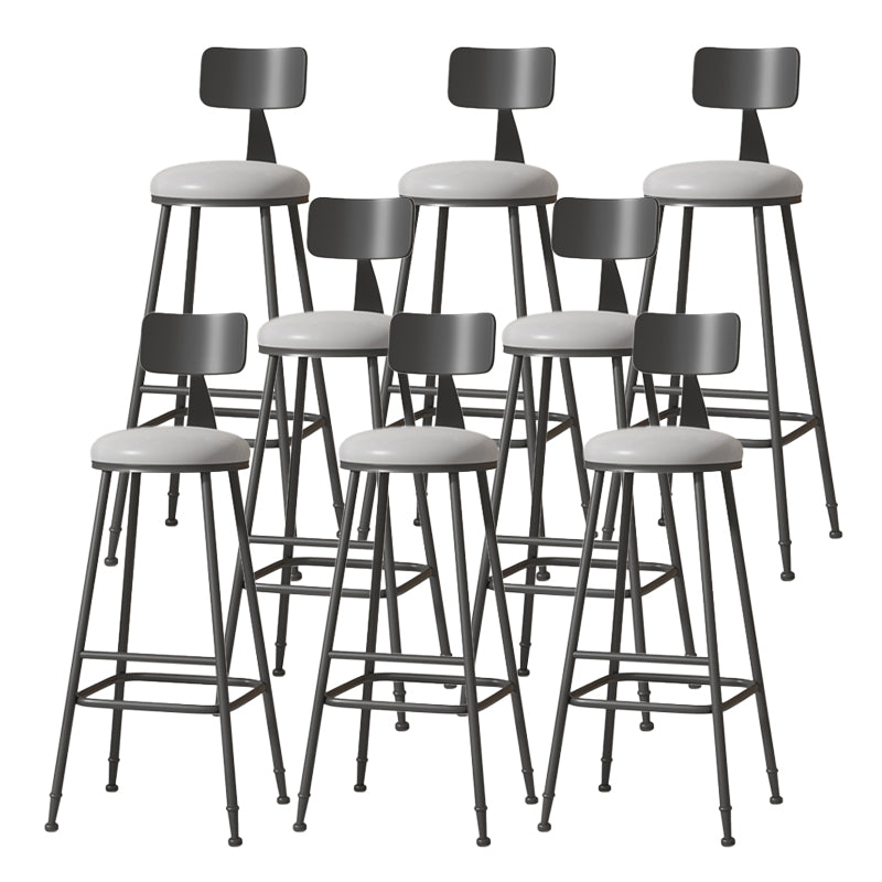 Modern Armless Backrest Counter Stool Iron Cafe Bar Stool with Leather Cushion