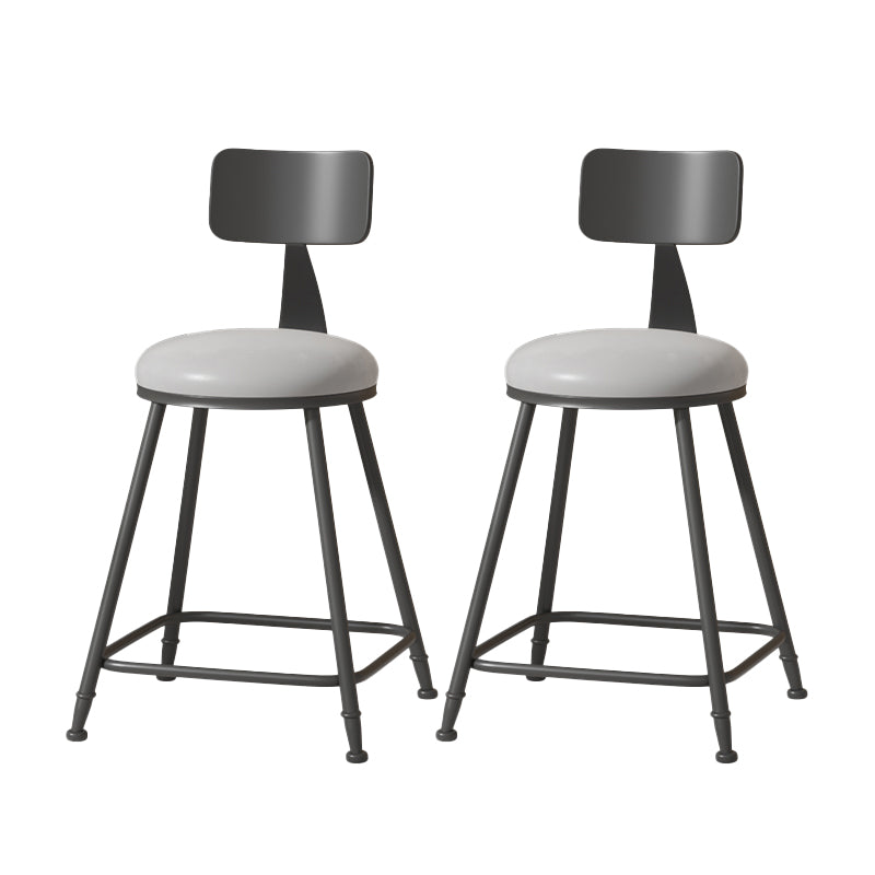 Modern Armless Backrest Counter Stool Iron Cafe Bar Stool with Leather Cushion