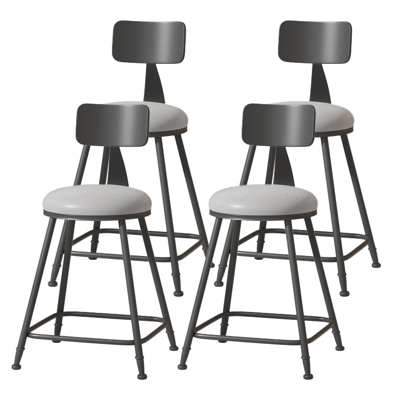 Modern Armless Backrest Counter Stool Iron Cafe Bar Stool with Leather Cushion