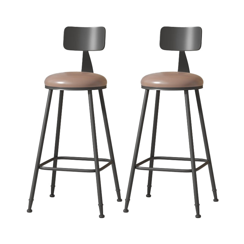 Modern Armless Backrest Counter Stool Iron Cafe Bar Stool with Leather Cushion