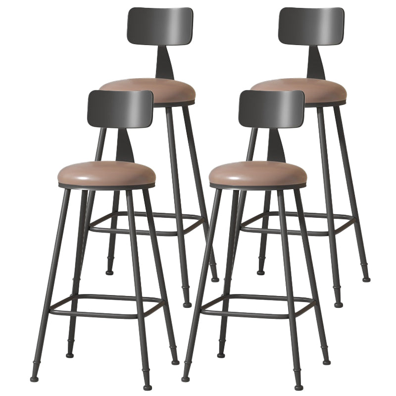 Modern Armless Backrest Counter Stool Iron Cafe Bar Stool with Leather Cushion