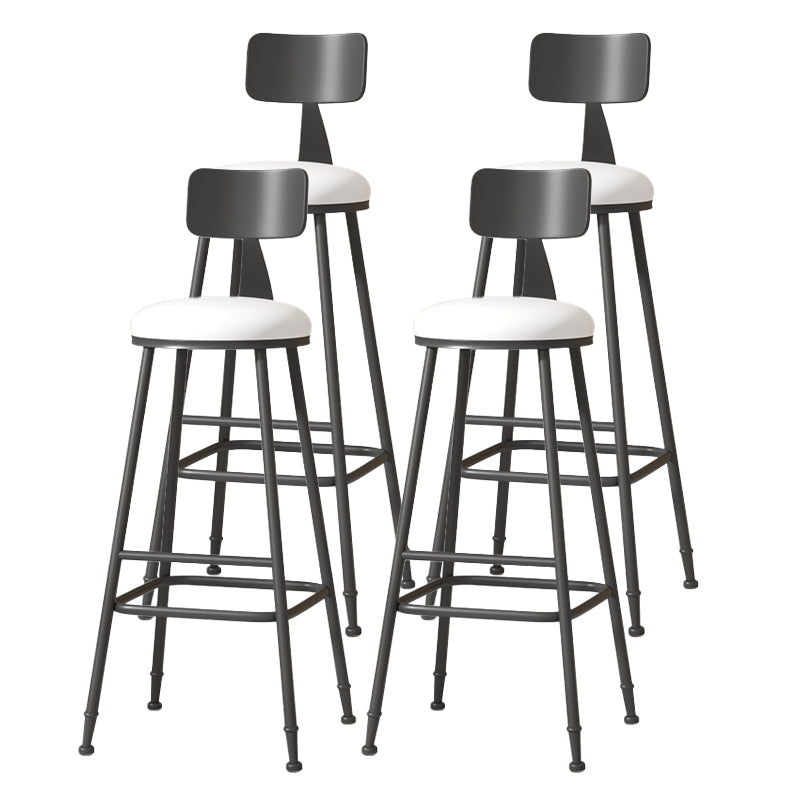 Modern Armless Backrest Counter Stool Iron Cafe Bar Stool with Leather Cushion