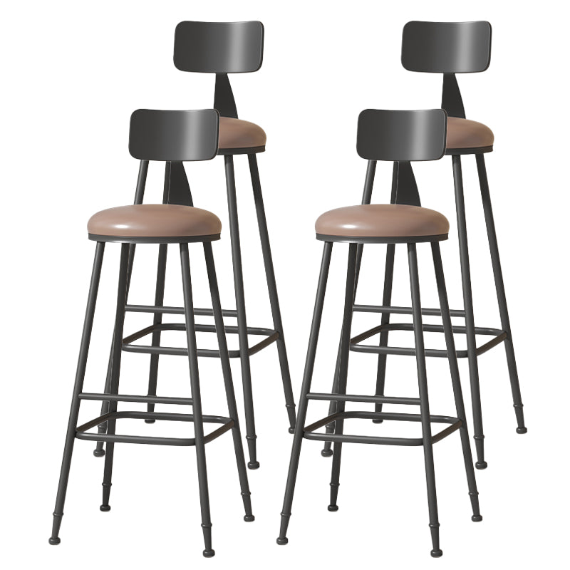 Modern Armless Backrest Counter Stool Iron Cafe Bar Stool with Leather Cushion