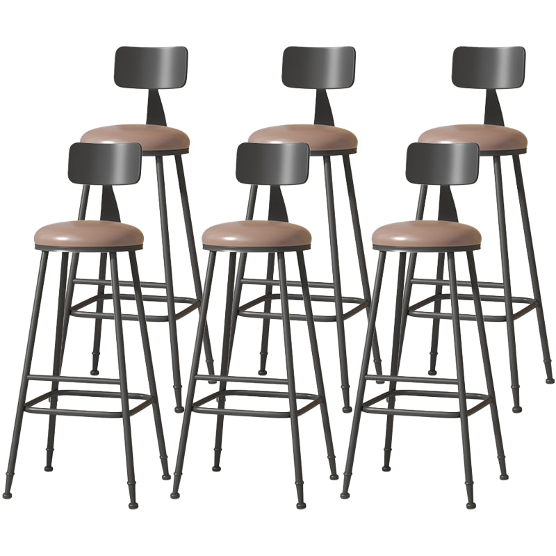 Modern Armless Backrest Counter Stool Iron Cafe Bar Stool with Leather Cushion