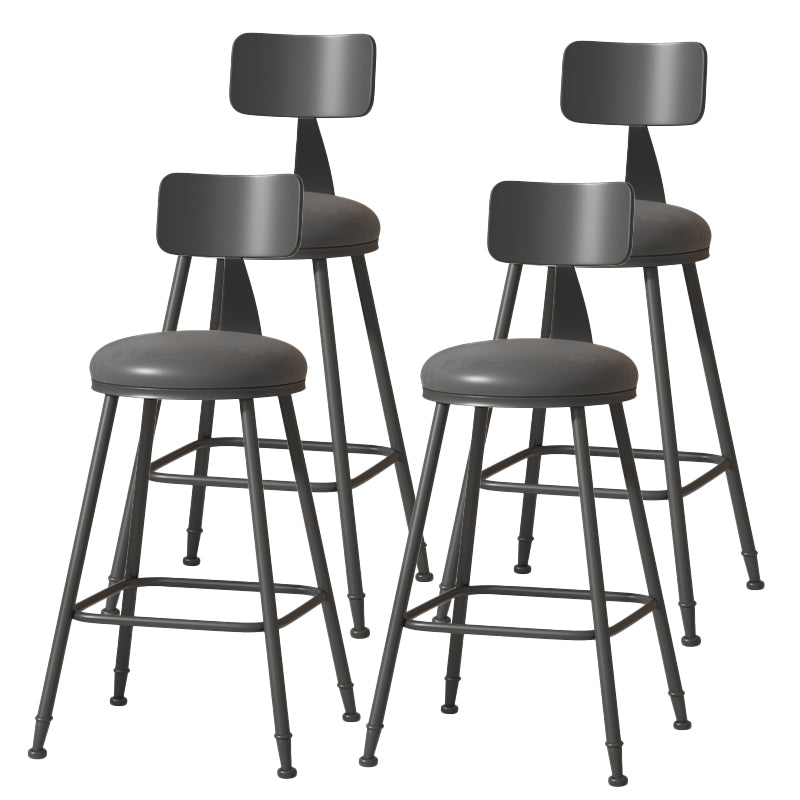 Modern Armless Backrest Counter Stool Iron Cafe Bar Stool with Leather Cushion