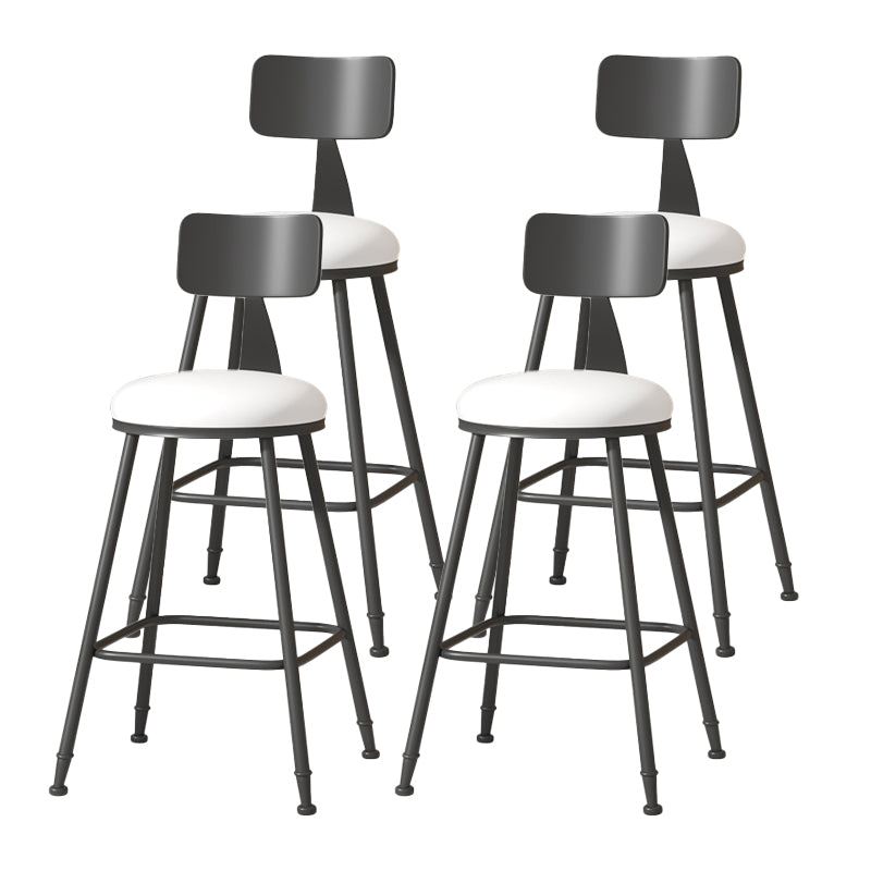 Modern Armless Backrest Counter Stool Iron Cafe Bar Stool with Leather Cushion