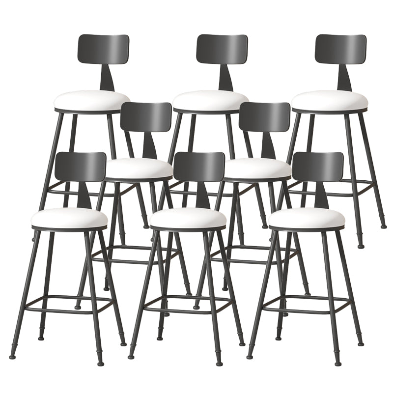 Modern Armless Backrest Counter Stool Iron Cafe Bar Stool with Leather Cushion