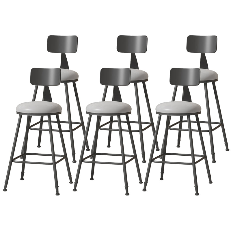 Modern Armless Backrest Counter Stool Iron Cafe Bar Stool with Leather Cushion