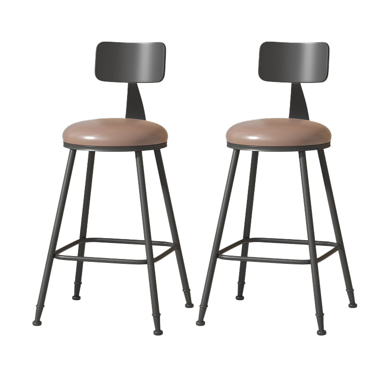 Modern Armless Backrest Counter Stool Iron Cafe Bar Stool with Leather Cushion