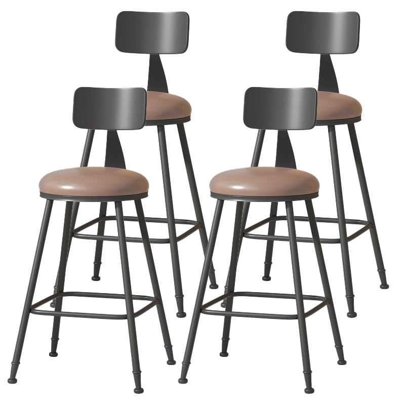 Modern Armless Backrest Counter Stool Iron Cafe Bar Stool with Leather Cushion