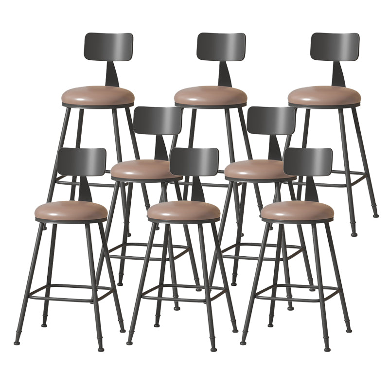 Modern Armless Backrest Counter Stool Iron Cafe Bar Stool with Leather Cushion