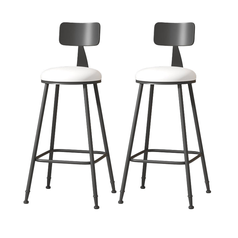 Modern Armless Backrest Counter Stool Iron Cafe Bar Stool with Leather Cushion
