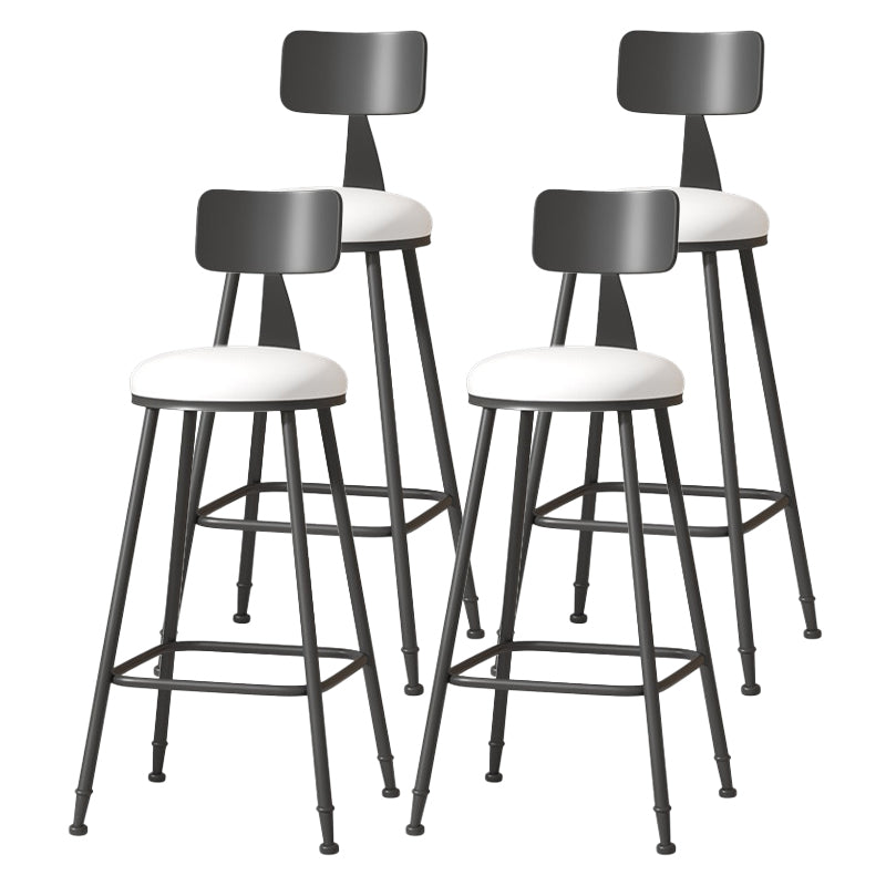 Modern Armless Backrest Counter Stool Iron Cafe Bar Stool with Leather Cushion