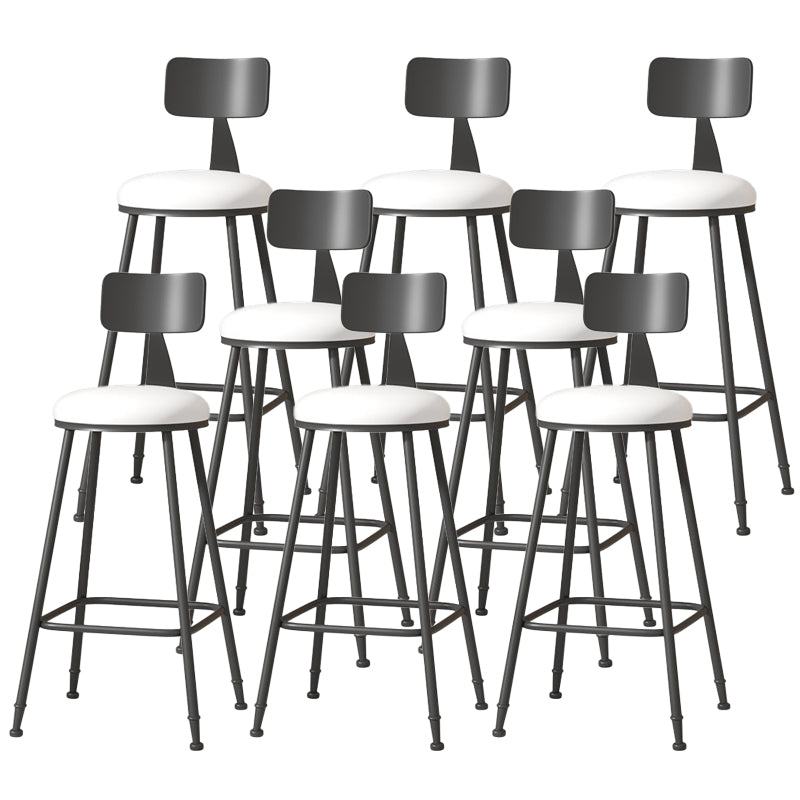 Modern Armless Backrest Counter Stool Iron Cafe Bar Stool with Leather Cushion