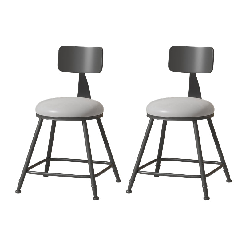 Modern Armless Backrest Counter Stool Iron Cafe Bar Stool with Leather Cushion