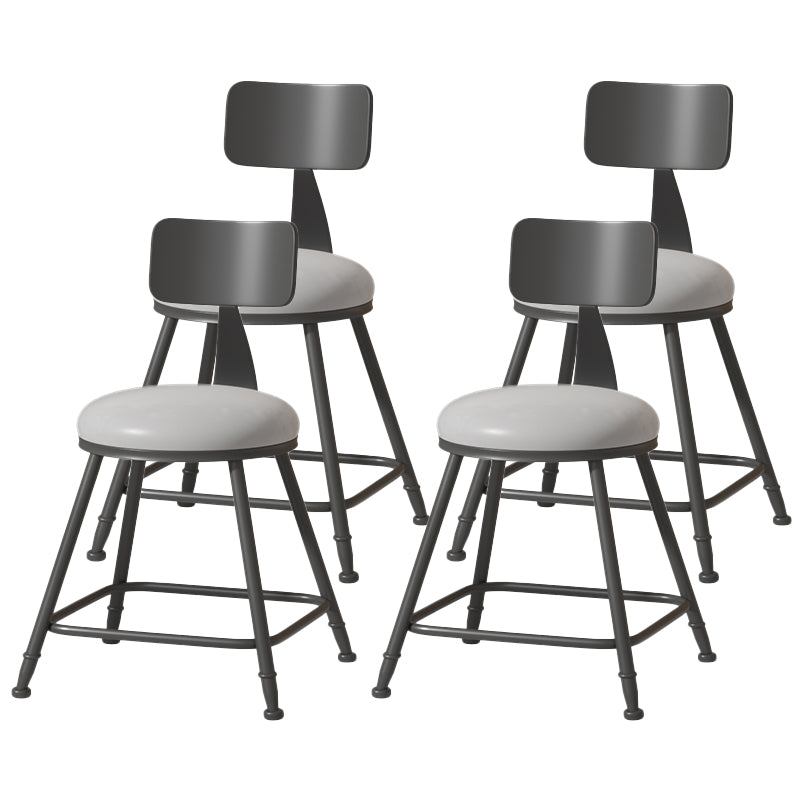 Modern Armless Backrest Counter Stool Iron Cafe Bar Stool with Leather Cushion
