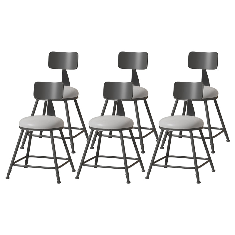 Modern Armless Backrest Counter Stool Iron Cafe Bar Stool with Leather Cushion