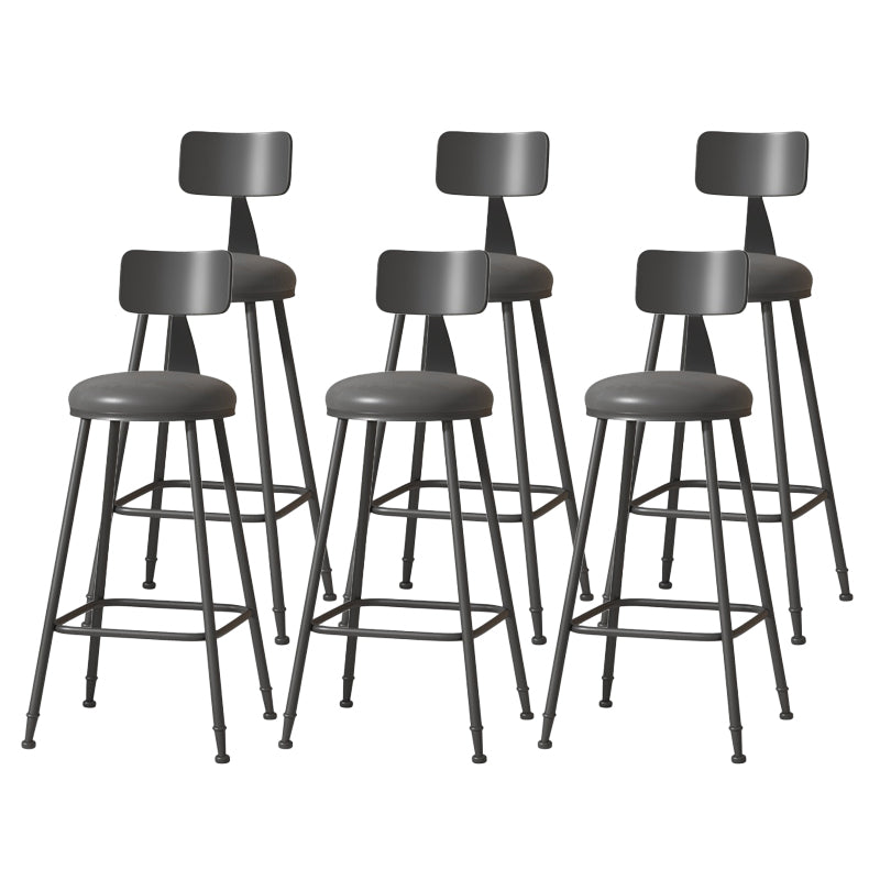 Modern Armless Backrest Counter Stool Iron Cafe Bar Stool with Leather Cushion