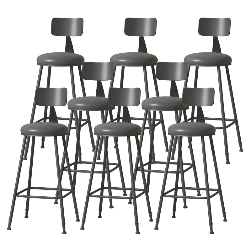 Modern Armless Backrest Counter Stool Iron Cafe Bar Stool with Leather Cushion
