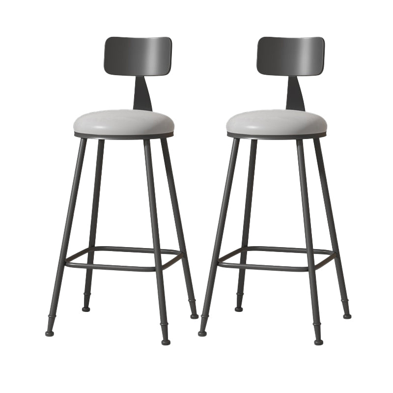 Modern Armless Backrest Counter Stool Iron Cafe Bar Stool with Leather Cushion