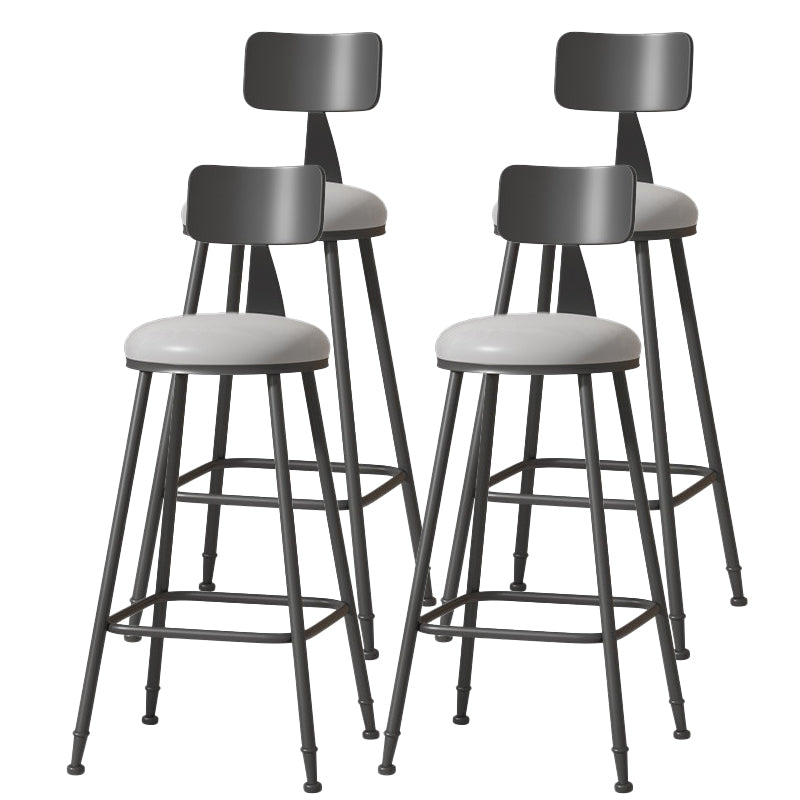 Modern Armless Backrest Counter Stool Iron Cafe Bar Stool with Leather Cushion