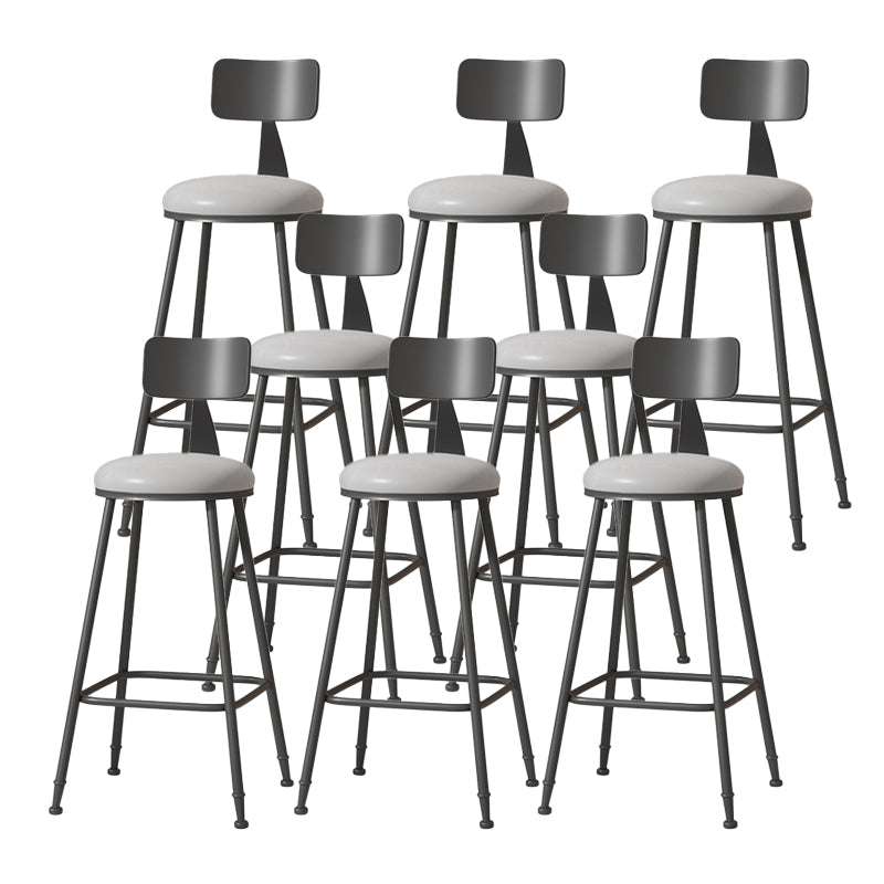Modern Armless Backrest Counter Stool Iron Cafe Bar Stool with Leather Cushion