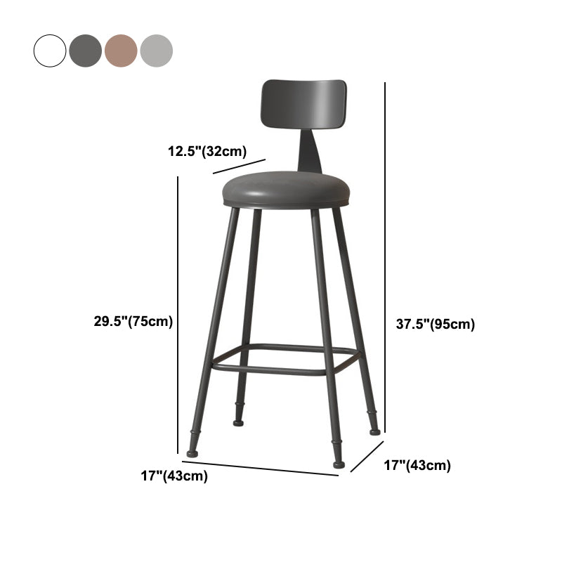 Modern Armless Backrest Counter Stool Iron Cafe Bar Stool with Leather Cushion