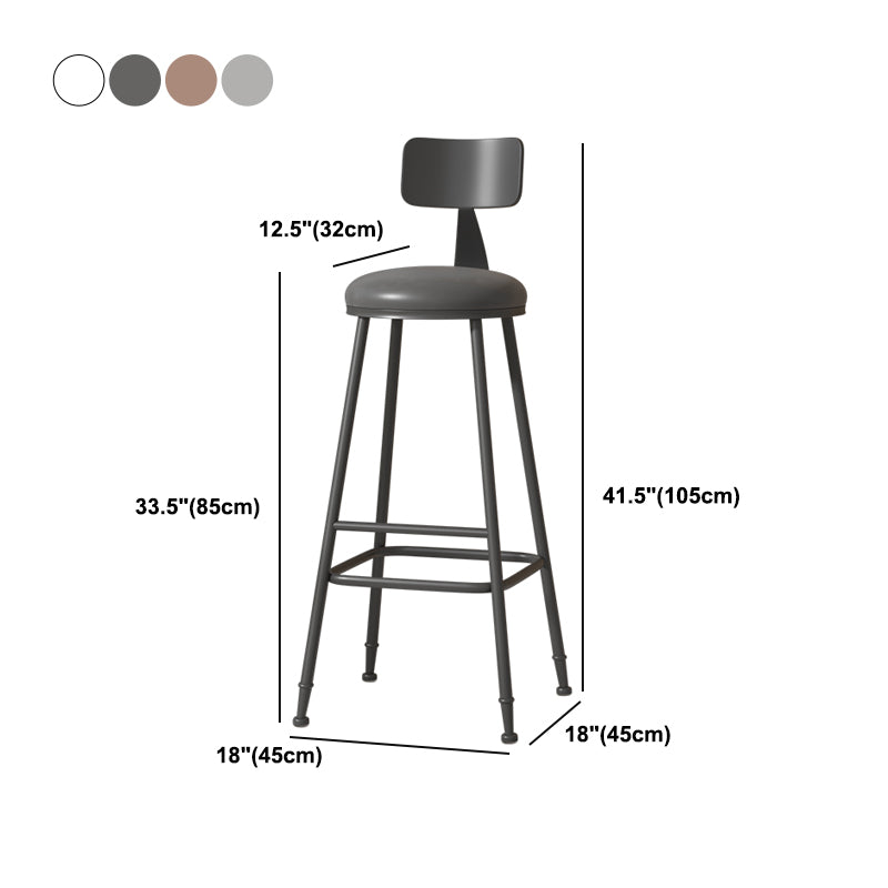 Modern Armless Backrest Counter Stool Iron Cafe Bar Stool with Leather Cushion