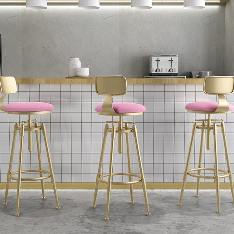 Glam Rotatable Liftable Counter Stool Iron Cafe Bar Stool with Cushion and Pedal