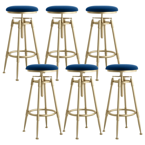 Glam Rotatable Liftable Counter Stool Iron Cafe Bar Stool with Cushion and Pedal