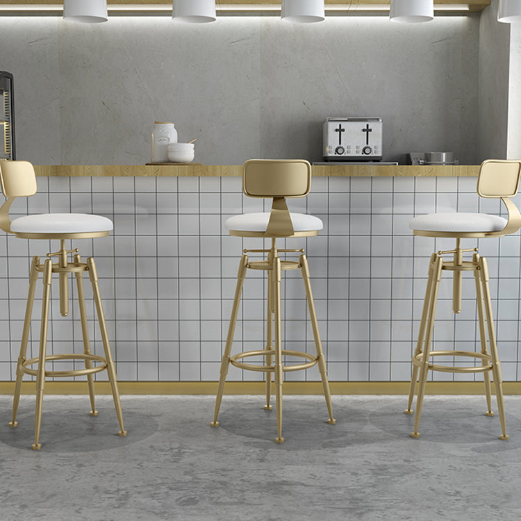 Glam Rotatable Liftable Counter Stool Iron Cafe Bar Stool with Cushion and Pedal